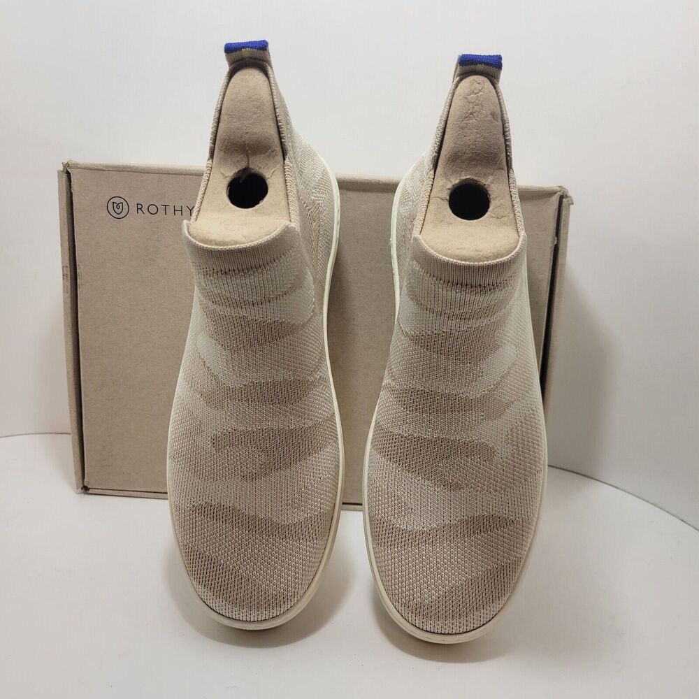 Rothys The Chelsea Beige Sand Camo High Top Sneaker Boots Women's Multiple Sizes